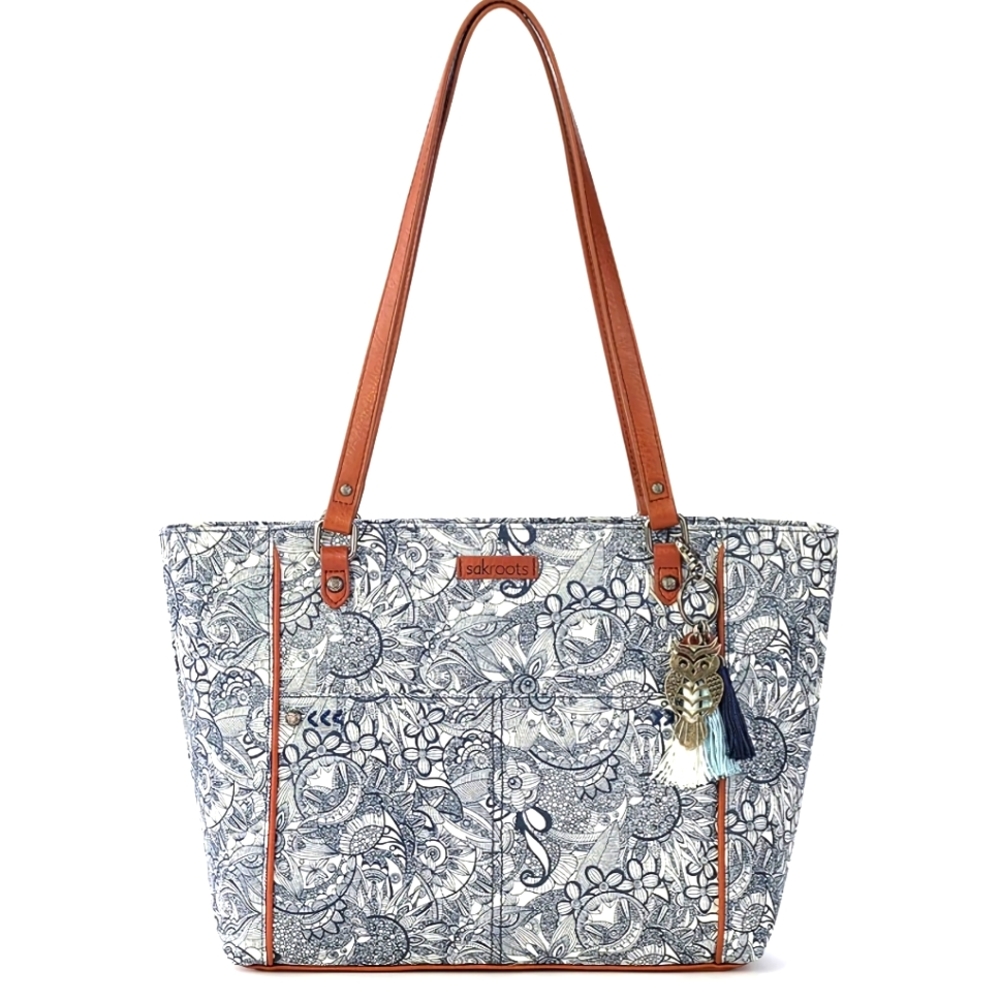 SAKROOTS Artist Circle Tote Navy Blue White NEW NWT (no charm attached)